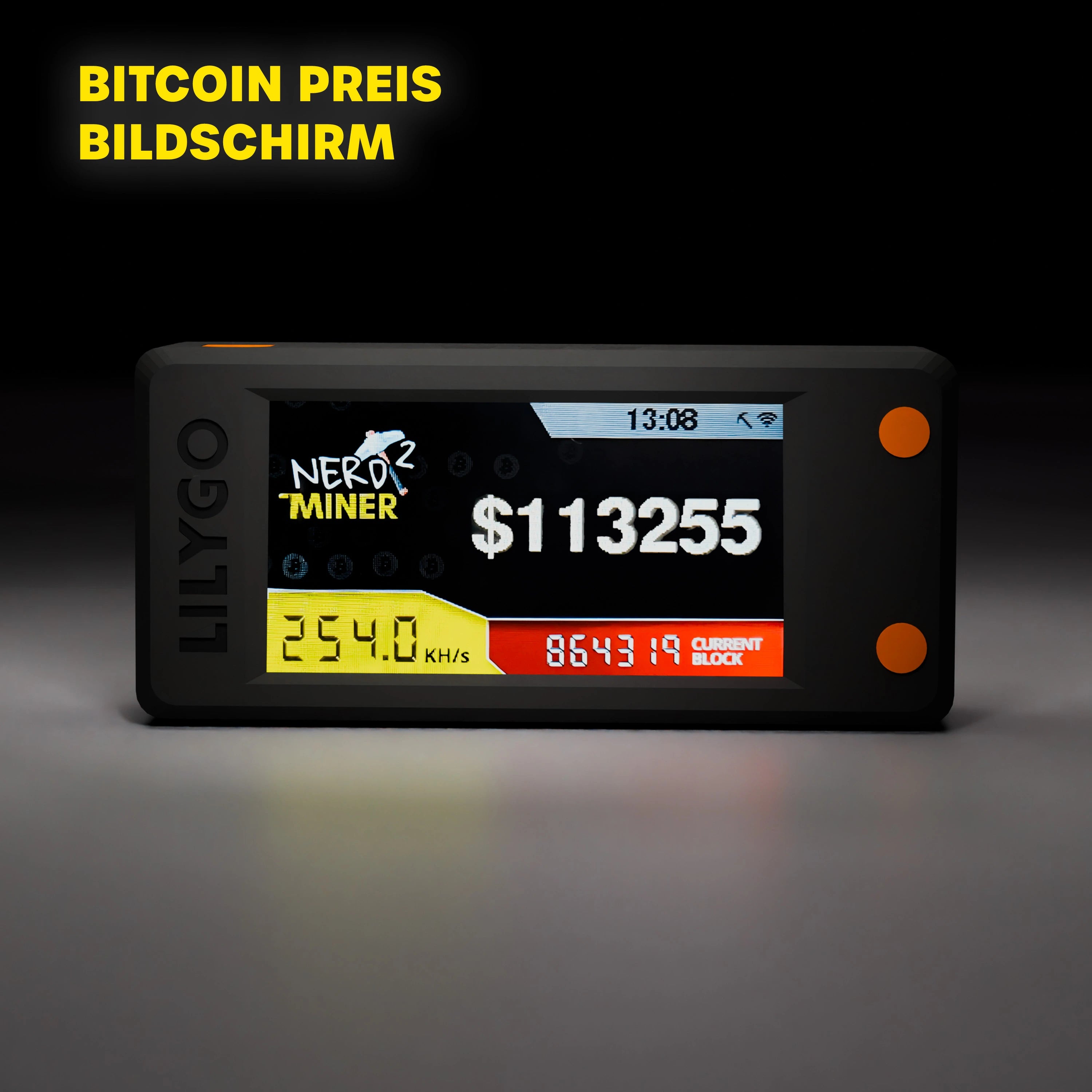 Nerdminer V2 Mini Bitcoin Miner mit Bitcoin-Preis-Anzeige