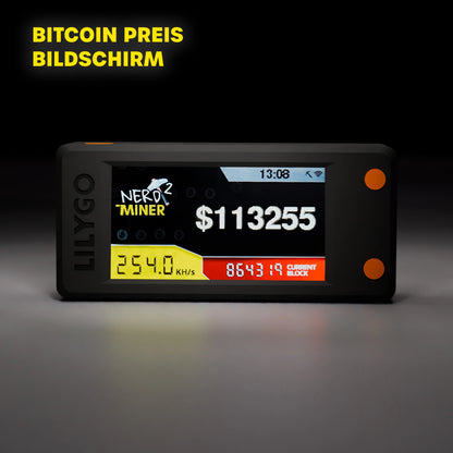 Nerdminer V2 Mini Bitcoin Miner mit Bitcoin-Preis-Anzeige